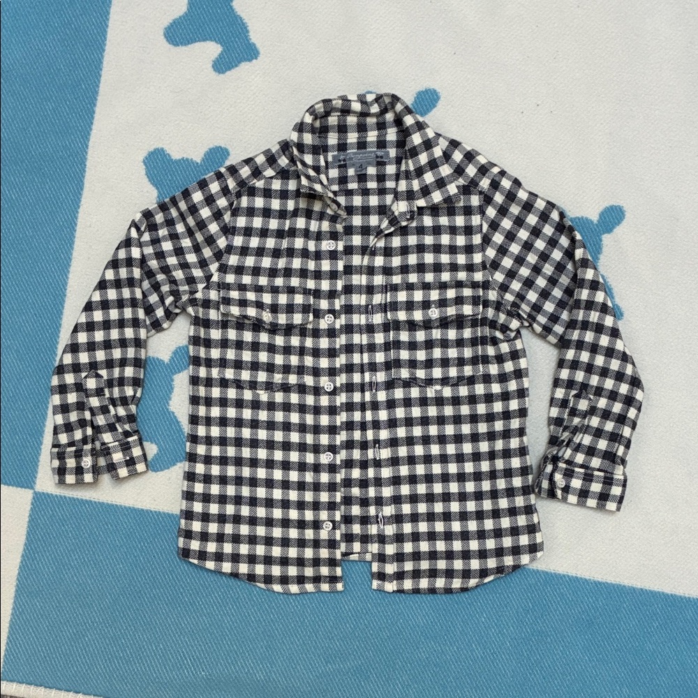 Bonpoint Flannel Checkered Button Down Shirt (4T)